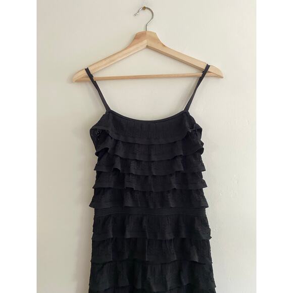 SANDRO Ruffled Ellora Black Knit Mini Dress Size 38 US 6 - Picture 4 of 9